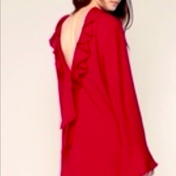 IRO Dresses & Skirts - NWT IRO Paris Anna Dress lined ruffles open back tie flared sleeves in Wine 36 S
